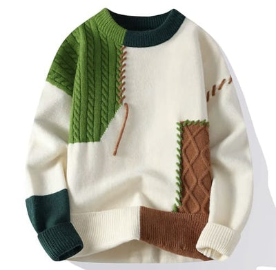 Zunavel Herren Patchwork Strickpullover – Moderner Winter Pullover für Herren (Warm & Komfortabel)